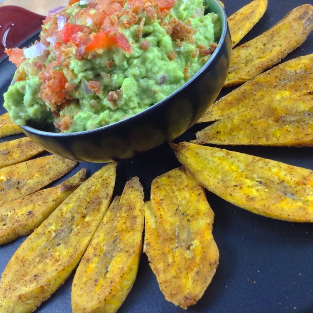 Bacon Guacamole with Plantain Chips